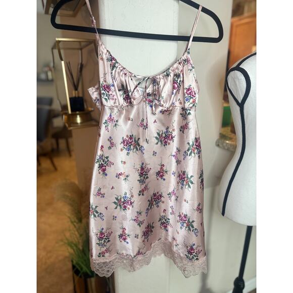 In Bloom by Jonquil Womens Satin Lace Trim Chemise Pink Floral Size Small 4-6 - Picture 4 of 6